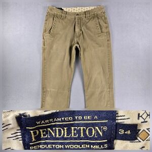 Pendleton Pants Mens 34 X‎ 34 (Fit 34x33) Chino Straight Leg Brown Cotton